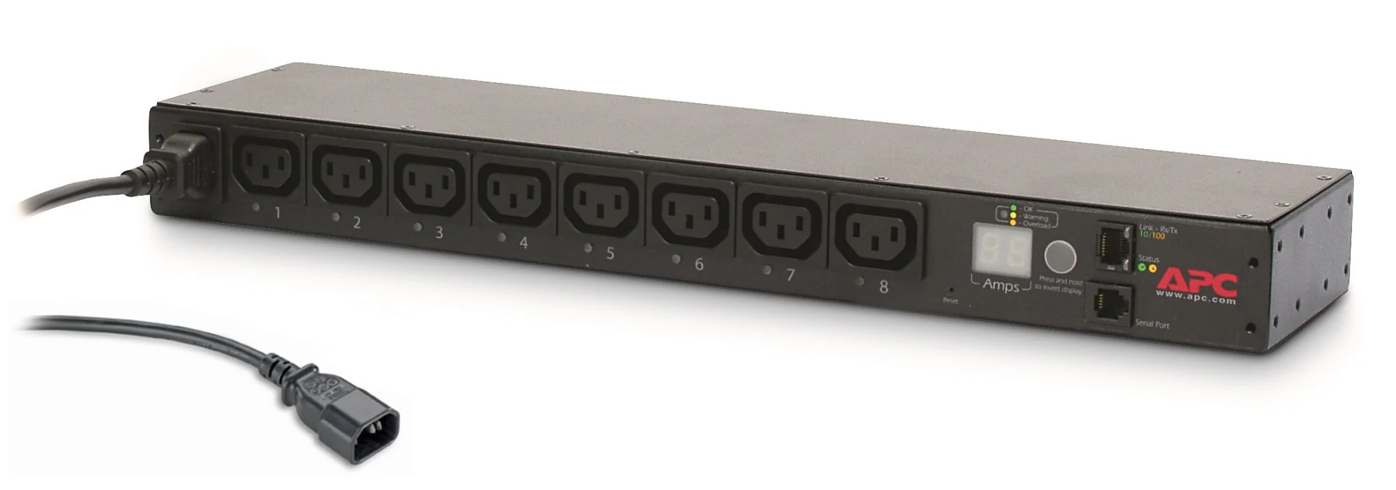 APC AP7920B | NetShelter Switched Rack PDU 1U 1PH 2.3kW 230V 10A or 2.5kW 208V 12A 8 C13 Outlets C14 Cord