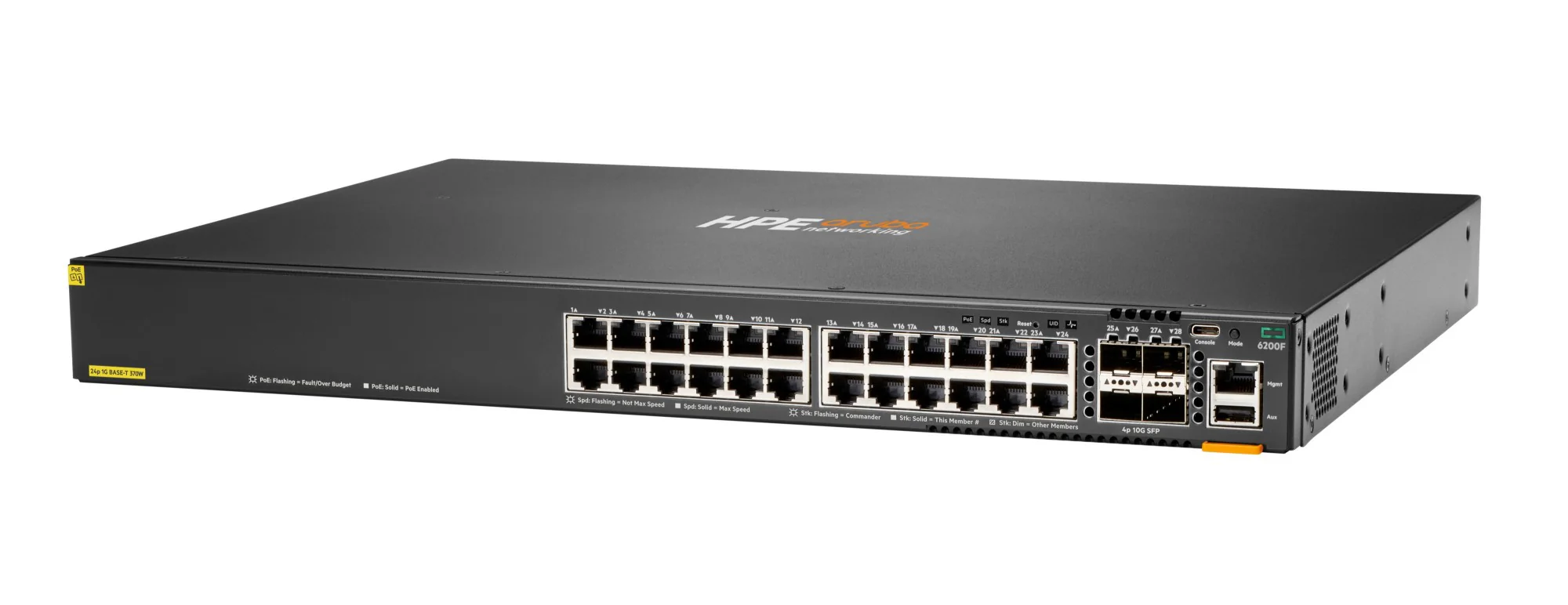 Aruba S0M82A | CX 6200F 24G PoE+ Switch, 24 x 1GbE Ports, 4 x SFP Uplinks, 370W