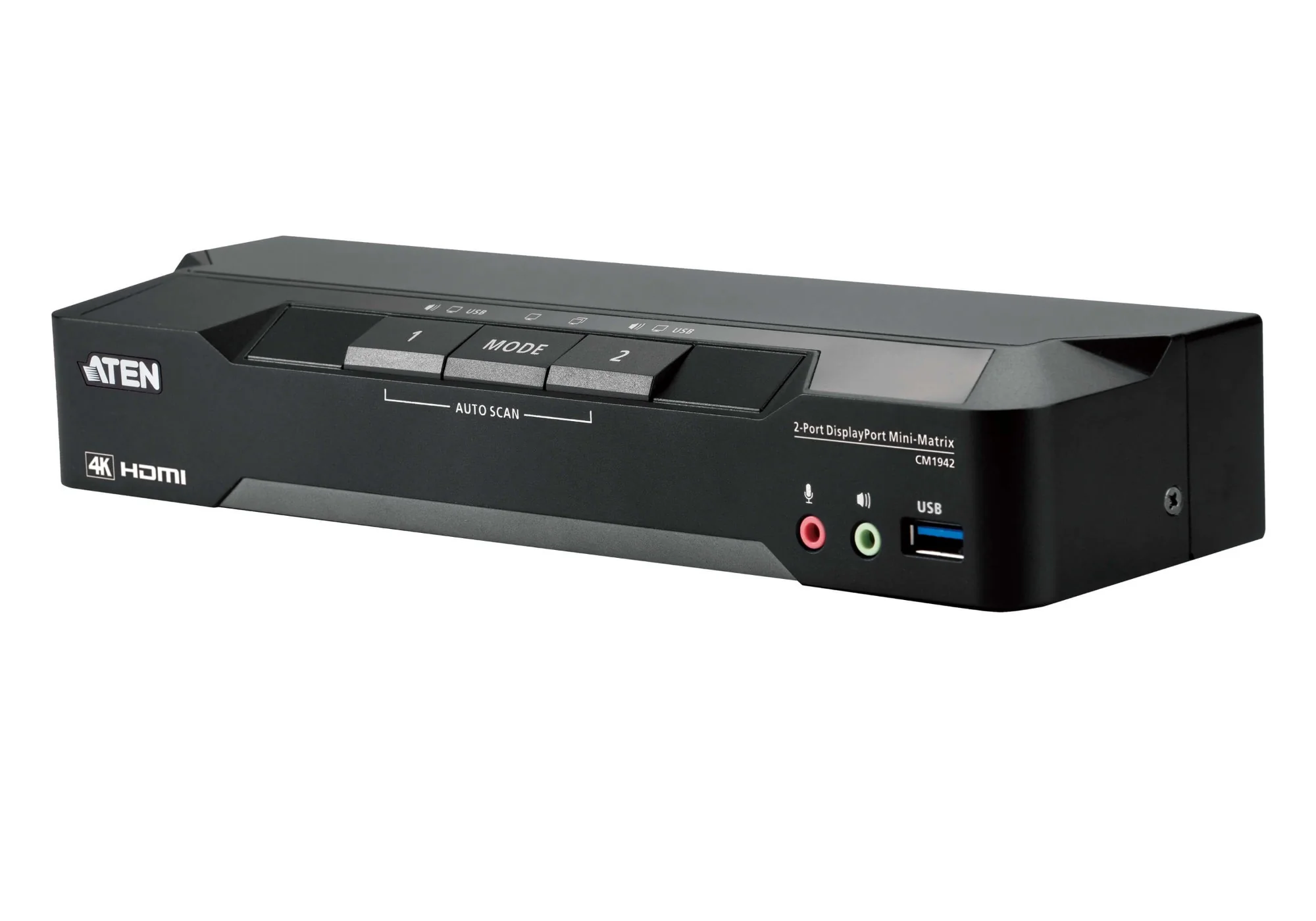 ATEN CM1942-AT-U | CM1942 2-Port 4K60 DisplayPort Dual-Display Mini-Matrix KVM
