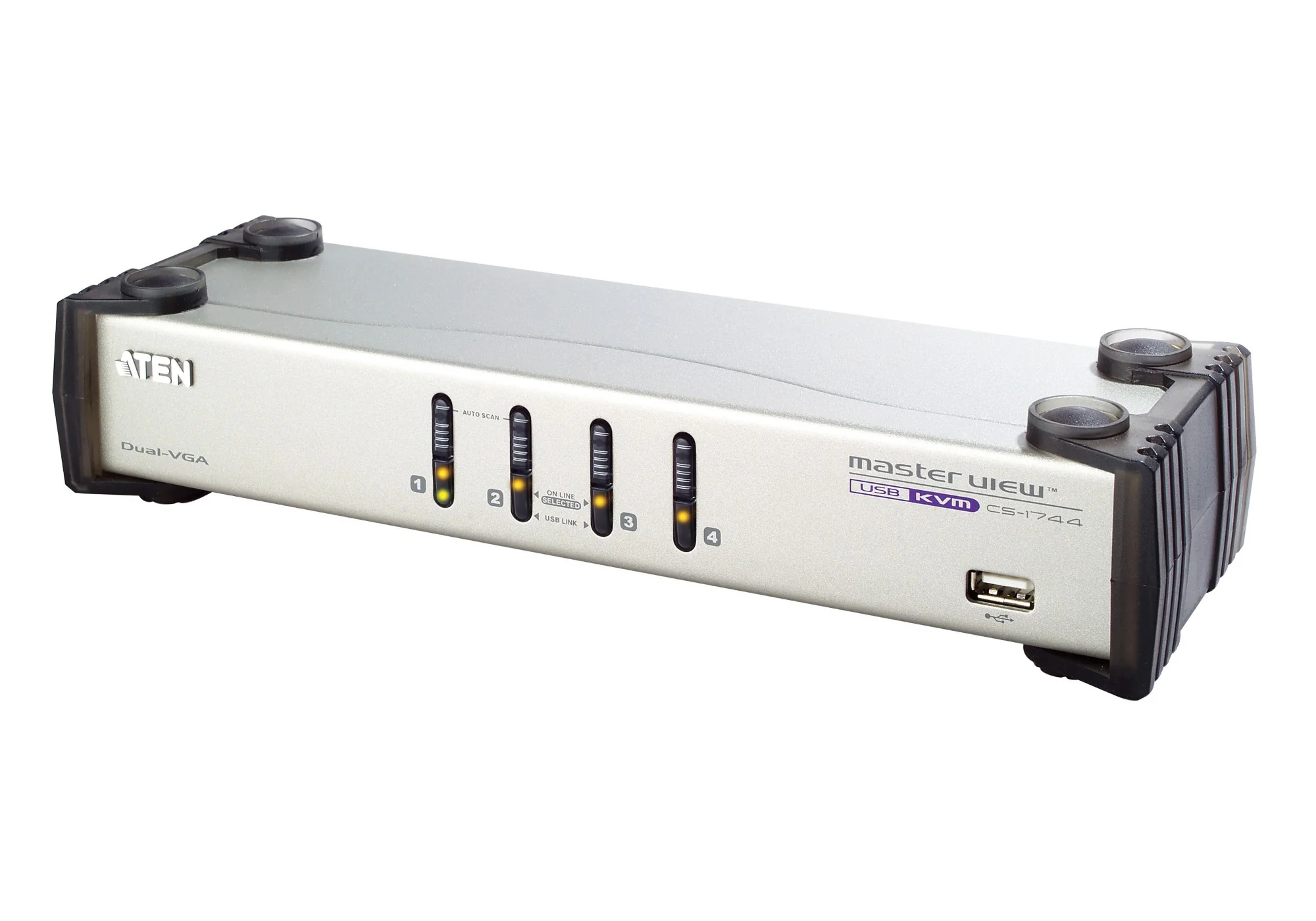 ATEN CS1744C-AT | CS1744 Dual-View VGA USB KVMP, 4 x KVM Ports, 2 x USB 2.0, Audio