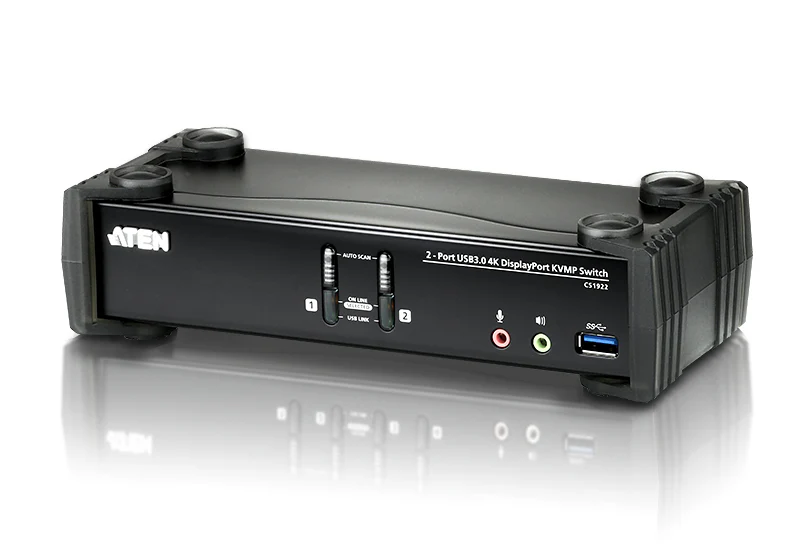 ATEN CS1922-AT-U | CS1922 2-Port 4K DisplayPort KVMP Switch with USB 3.0, Audio, Cables