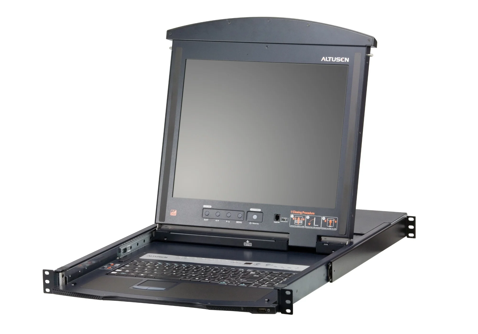 ATEN KL1508AN-AXA-AU | KL1508AN Dual Rail LCD KVM Switch, 8 x Cat 5 KVM Ports, PS/2-USB