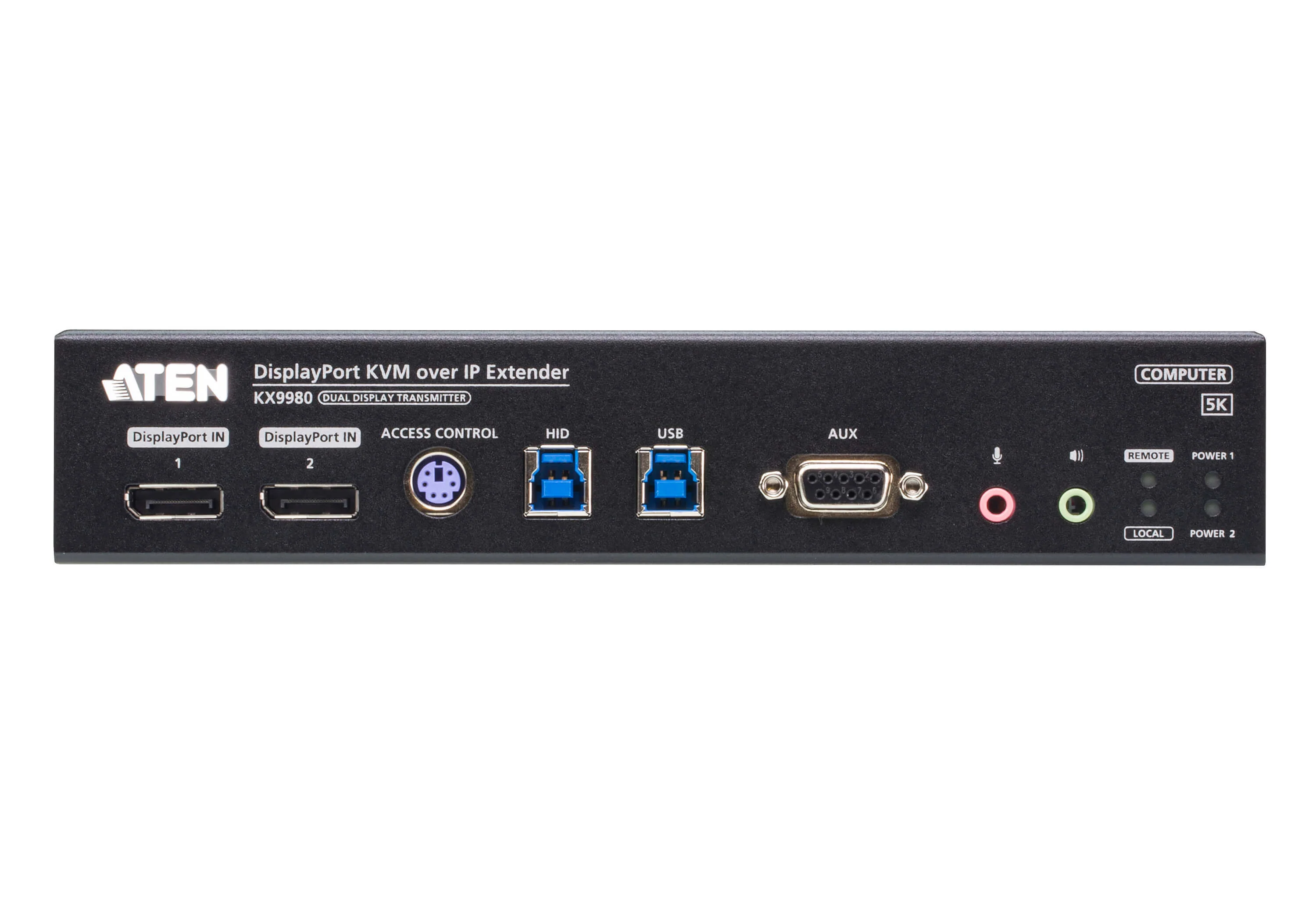 ATEN KX9980T-AX-U | KX9980T Dual-Display 5K DisplayPort KVM over IP Transmitter | 2 x DP, 5K (5120 x 2880), USB HID