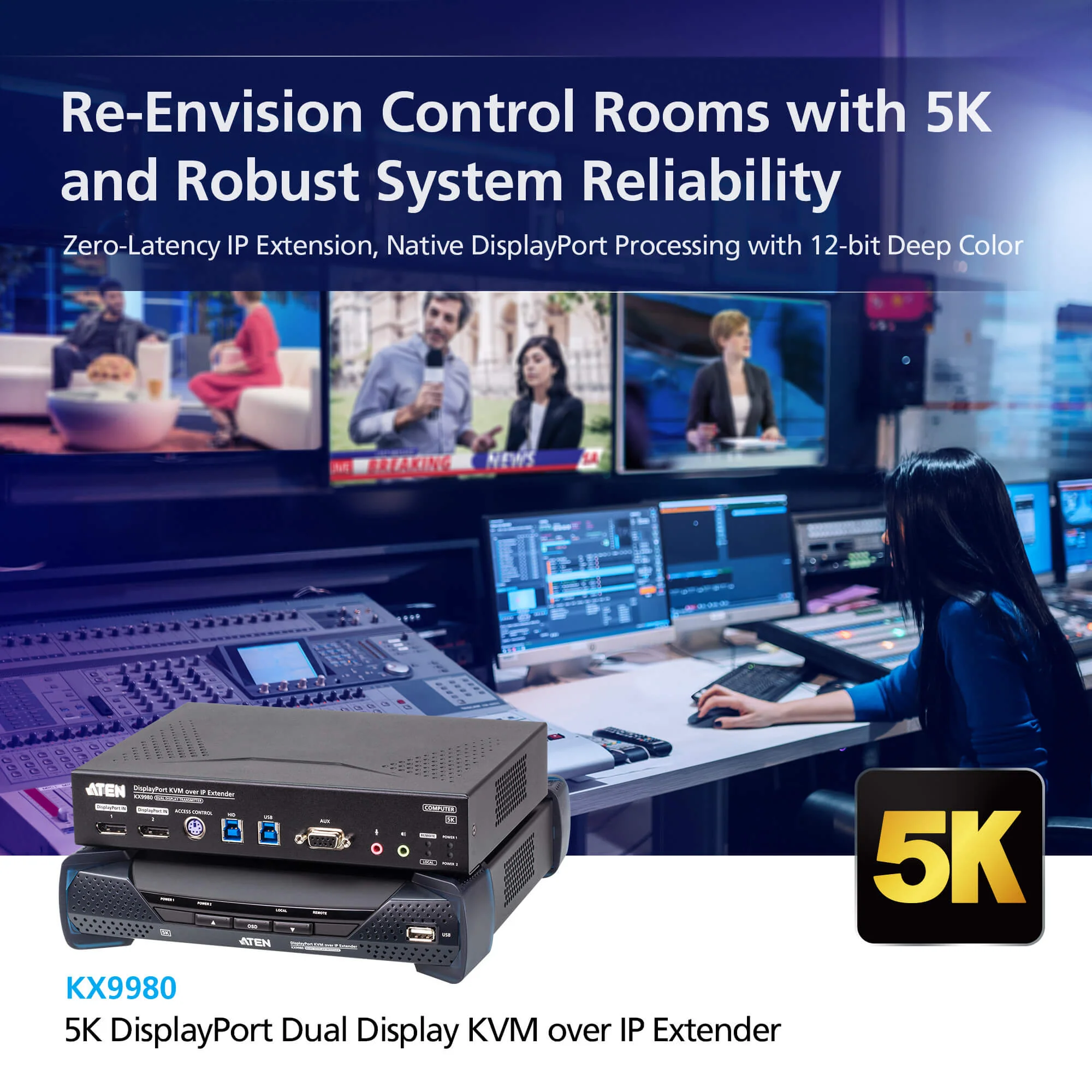 ATEN KX9980R-AX-U | KX9980R Dual-Display 5K DisplayPort KVM over IP Receiver - Image 3