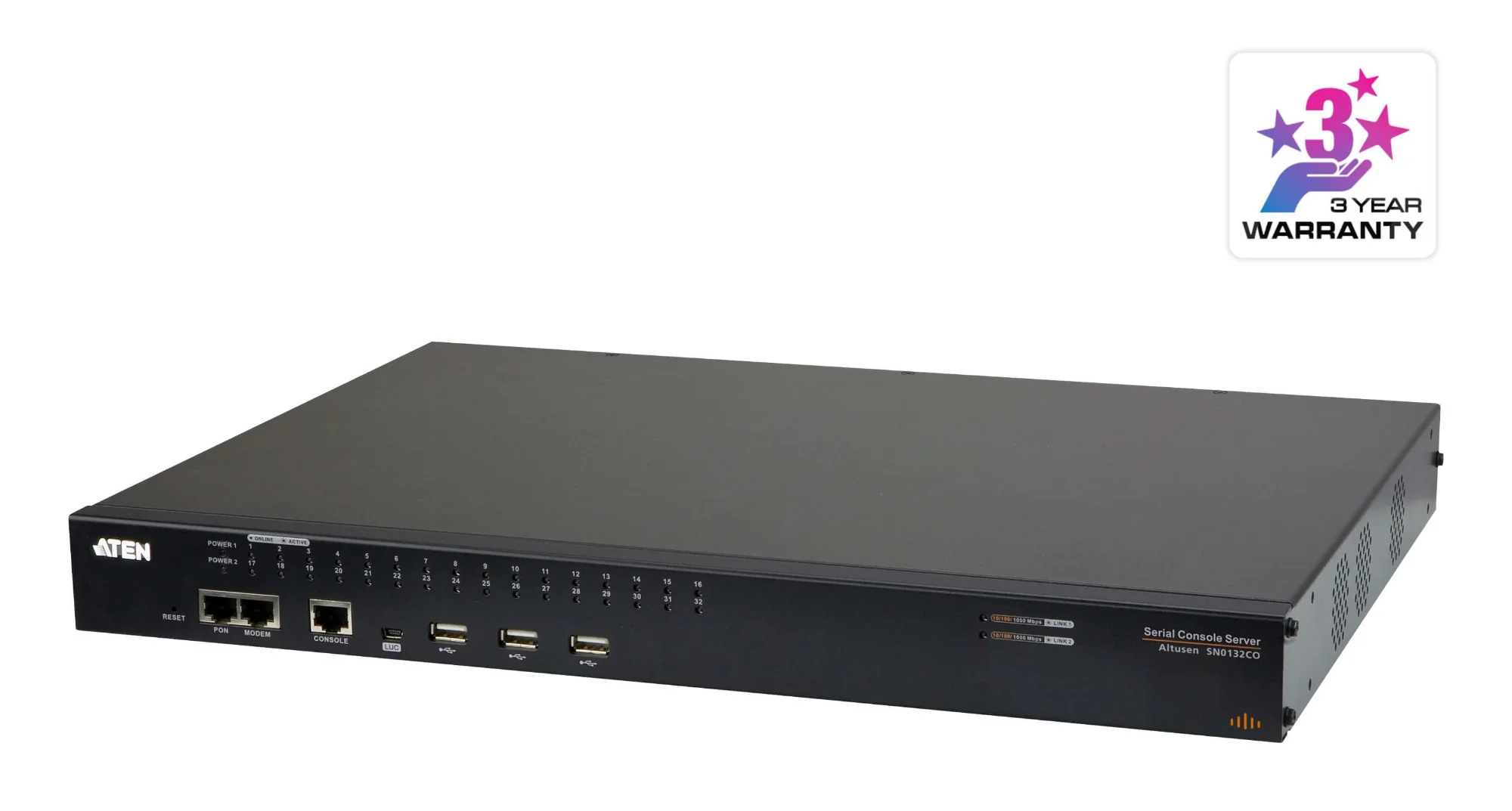 ATEN SN0132CO-AX-U | SN0132CO Console Server Over IP, 32 x Serial (RJ-45/Mini-USB)
