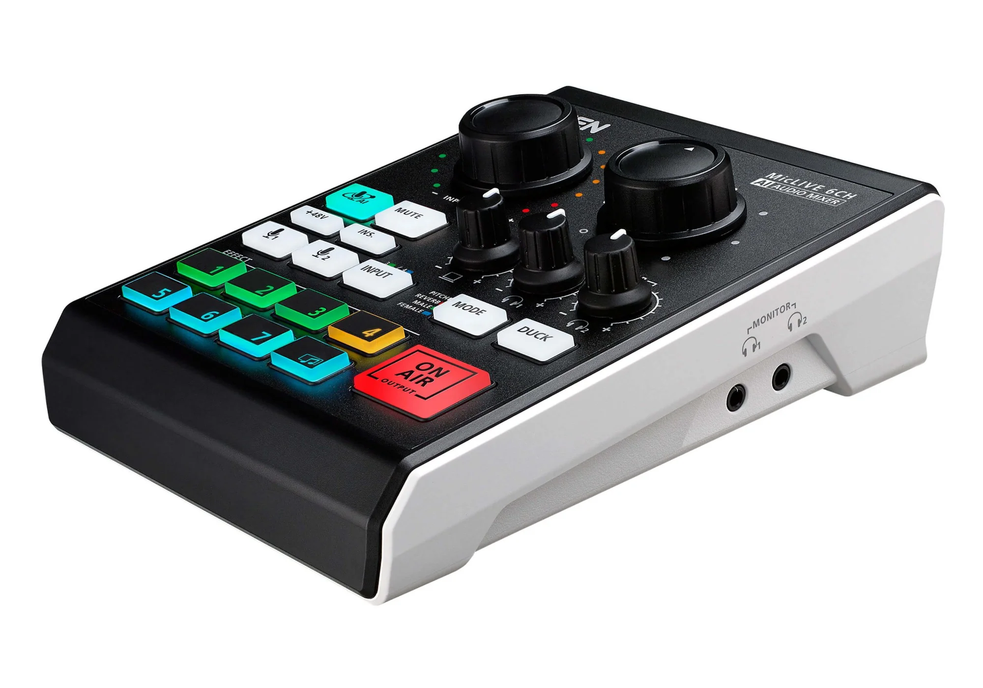 ATEN UC8000-AT | MicLIVE UC8000 Podcast AI Audio Mixer, 6-Channel, USB-C, XLR/48V