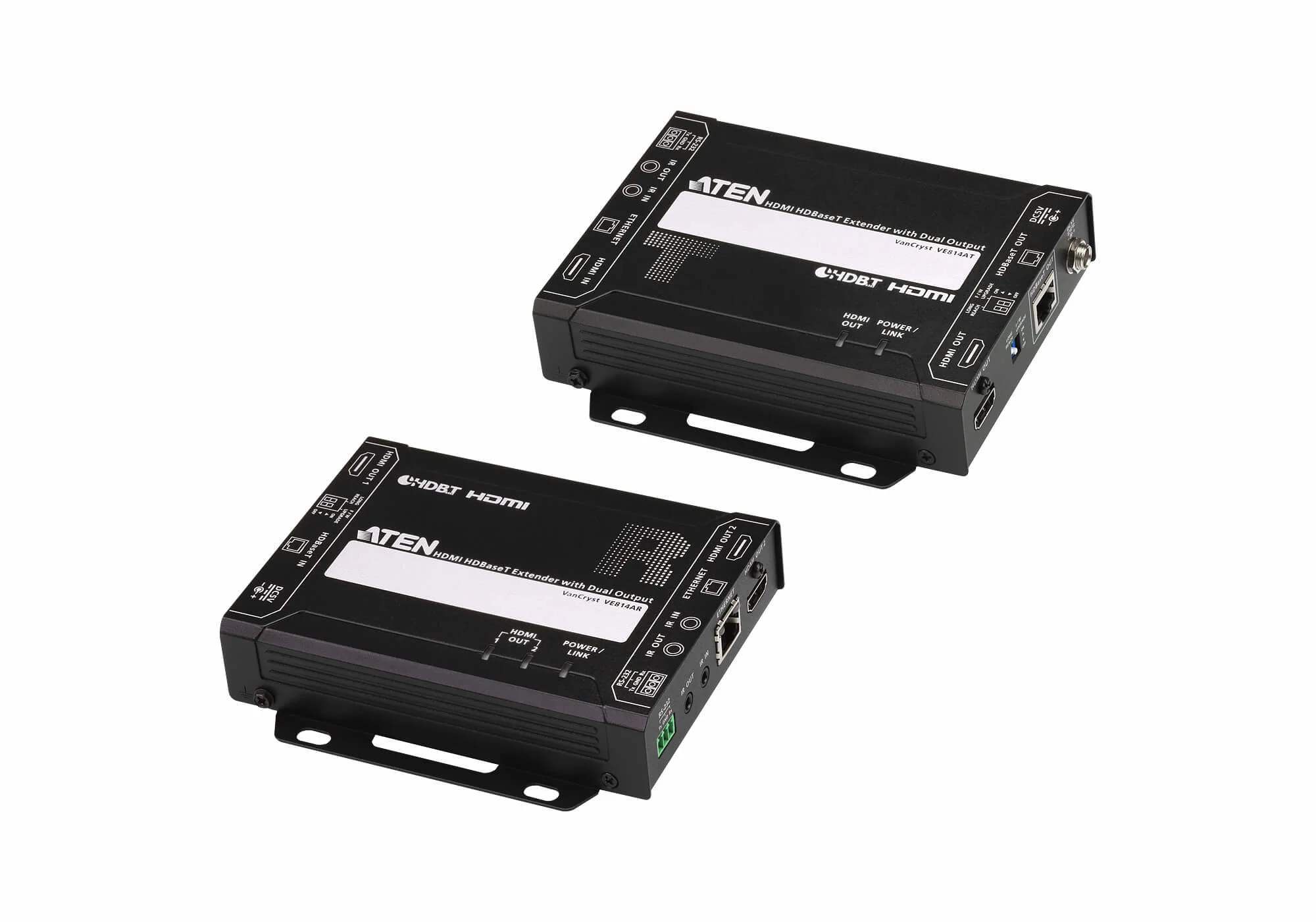 ATEN VE814A-AT-U | VE814A HDMI HDBaseT Extender, 4K, Dual HDMI Out, PoH, IR/RS-232
