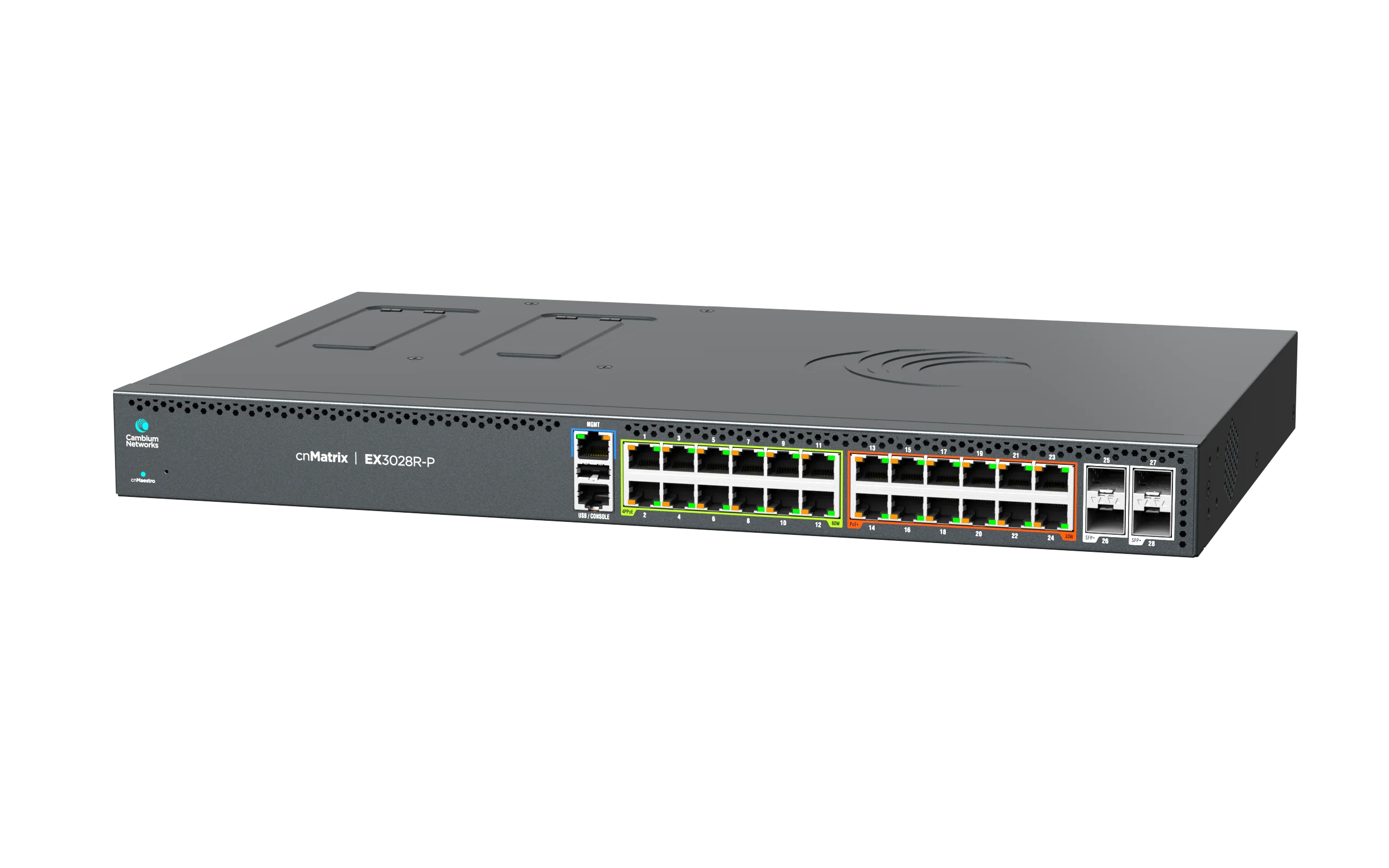 Cambium cnMatrix EX3028R-P | 24 x 1GbE PoE (12x30W + 12x60W) | 4 x 10G SFP+ - Image 2