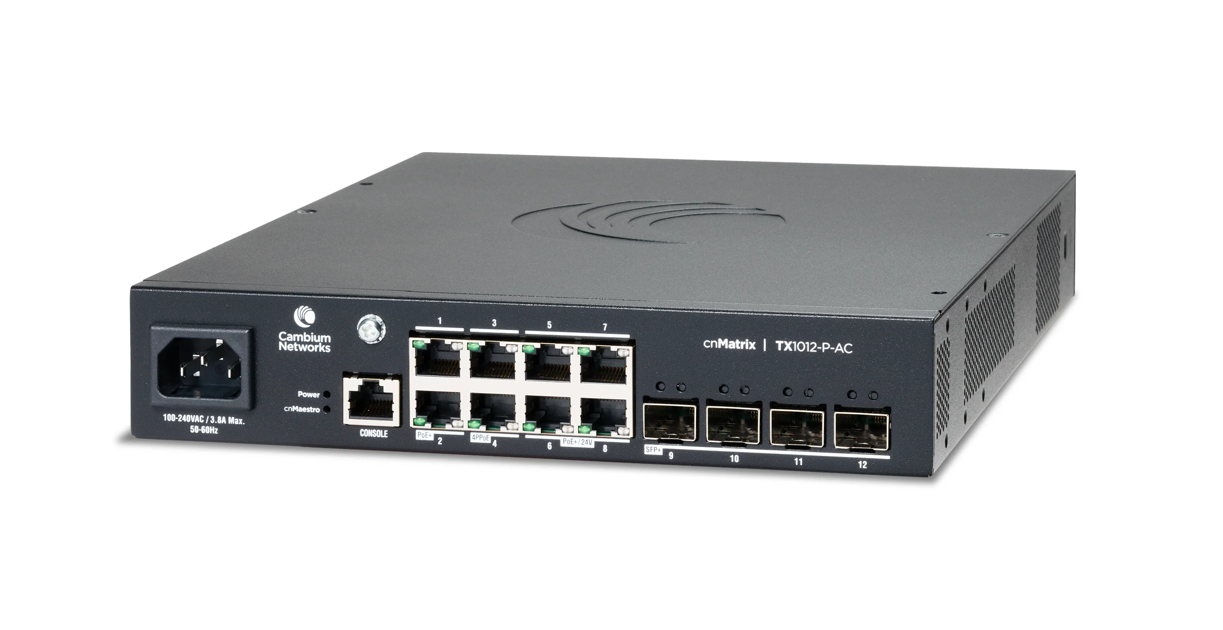 Cambium Networks MXTX1012GXPD00 | CNMatrix TX1012-P-AC 8 x 1GbE PoE Ports, 4xSFP+ Uplinks, 240V - Image 2