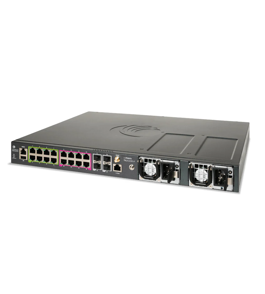 Cambium Networks MXTX2020GXPA10 | cnMatrixTX 2020R-P Managed L2/L3 Switch, 24 x 1GbE PoE Ports, 1U