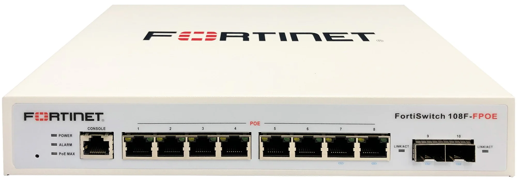 Fortinet FS-108F-FPOE | 8x GE PoE, 2x SFP, 130W, Managed L2+ Switch, FortiSwitch 108F