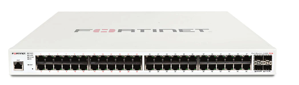 Fortinet FS-448E-POE | FortiSwitch-448E-POE 48 x 1GbE PoE+ Ports, 4x10G SFP+ Uplinks, Layer 2/3