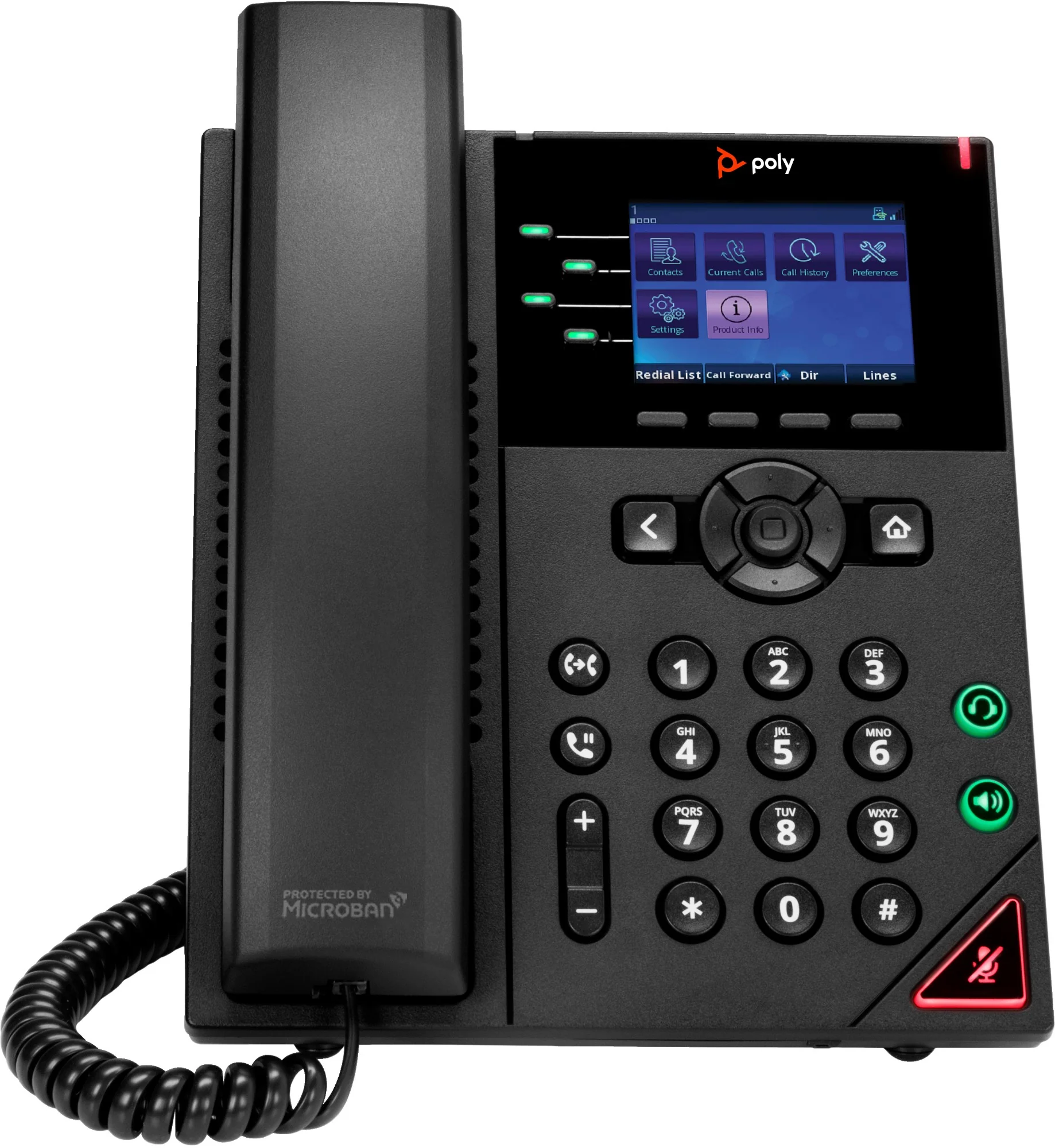 Poly 89K69AA | VVX 250 4-Line IP Phone, PoE, Power Supply