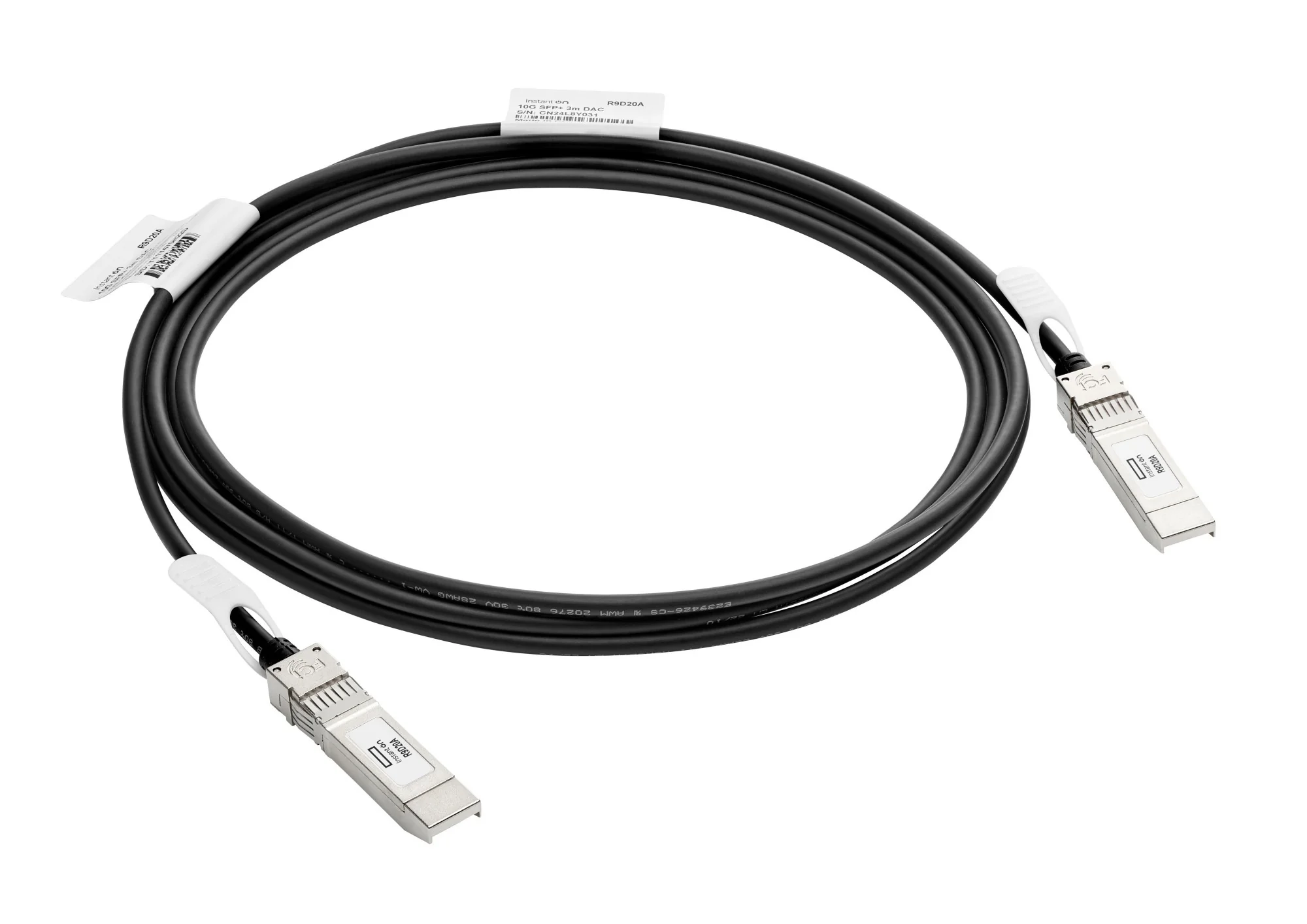 Aruba J9283D | 10G SFP+ to SFP+ 3m DAC Cable, High-Speed Ethernet, Black