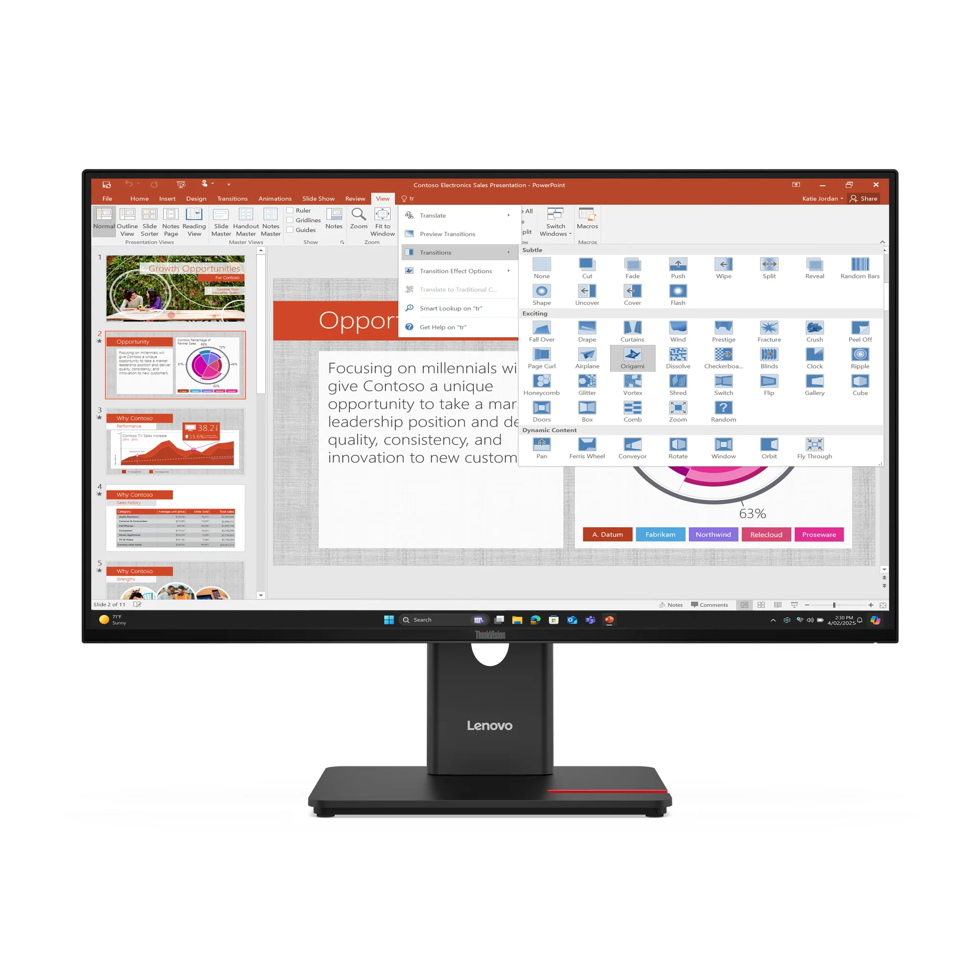 Lenovo 64A5MAR6AU | ThinkVision T27-40 Monitor, 27" FHD, LED, 1920x1080