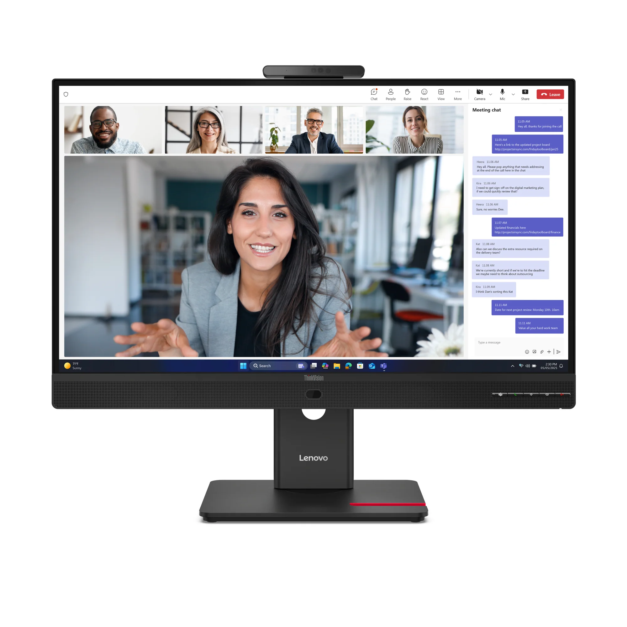 Lenovo 64B6MAR1AU | 4v Monitor 23.8" FHD, ThinkVision T24, HDMI/DP/VGA, USB Hub, Webcam