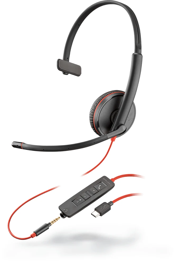 Poly 209750-201 | Blackwire C3215 USB-C Headset, Mono, Corded, 3.5mm