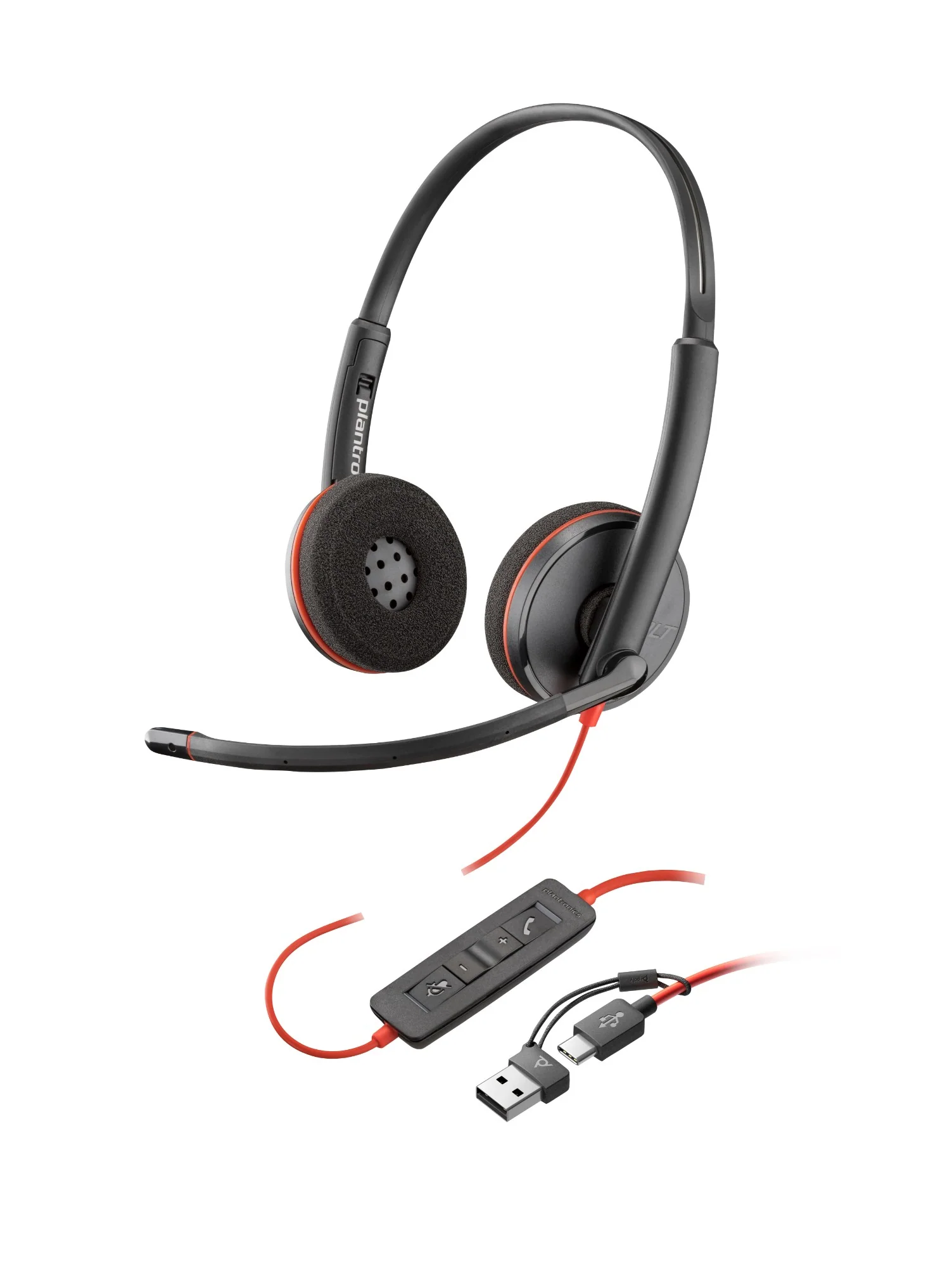 Poly 8X228A6 | Blackwire 3220 Stereo USB-C Headset, USB-C/A Adapter