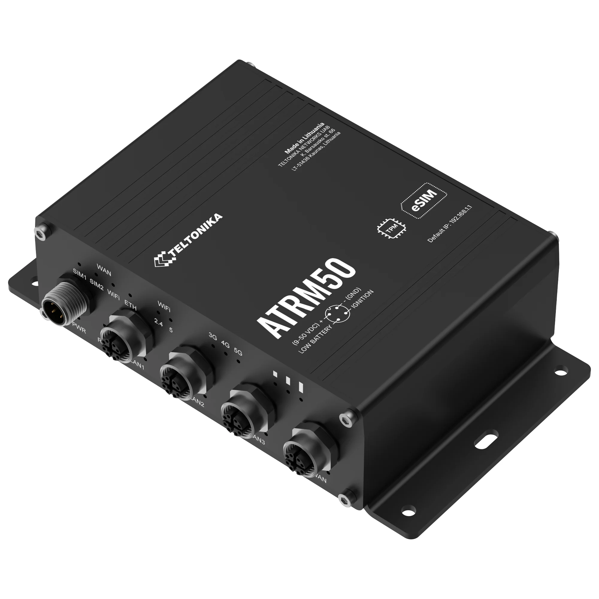 Teltonika ATRM50 | M12 Connectors, Dual SIM & eSIM, EN 45545-2, EN 50155, 5G Router