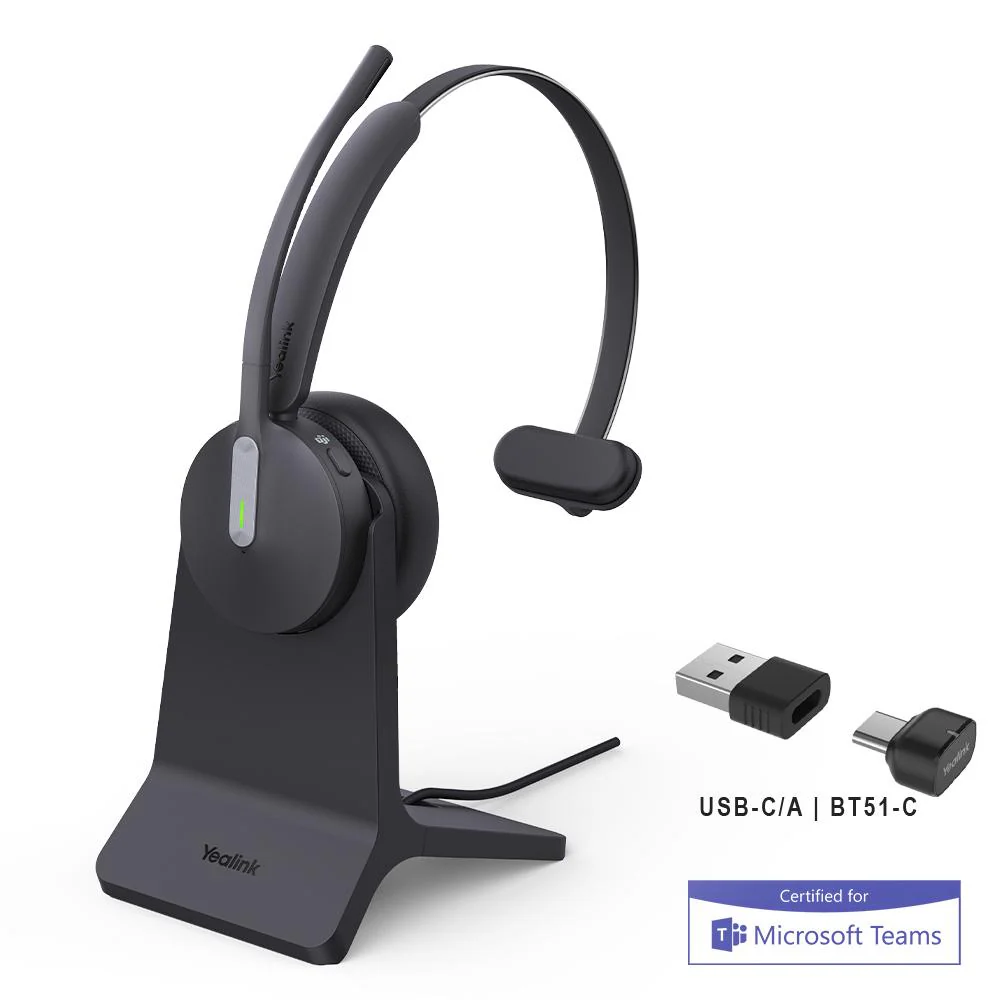 Yealink BH70-M-CH-MS-C/A | BH70 Series Wireless Bluetooth Headset, MS Mono, Black, Stand Included