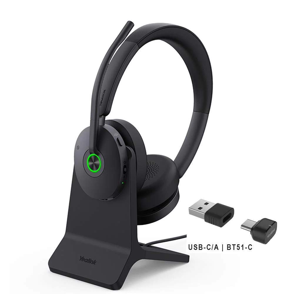 Yealink BH74-CH-UC-C/A | BH74 Series Wireless UC Stereo BT ANC Headset, Charge Stand, BT51, Black