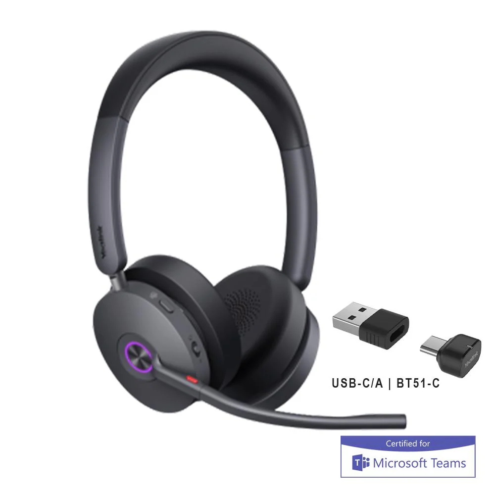 Yealink BH74-MS-C/A | BH74 Series Wireless Bluetooth ANC Headset, BT51 Dongle, C to A Adapter - Image 3