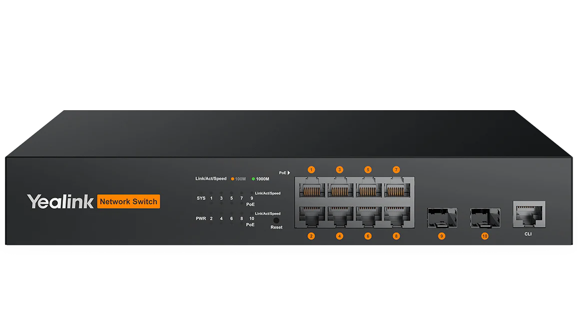 Yealink RCH80 | 8-port L2+ web-based managed AV switch