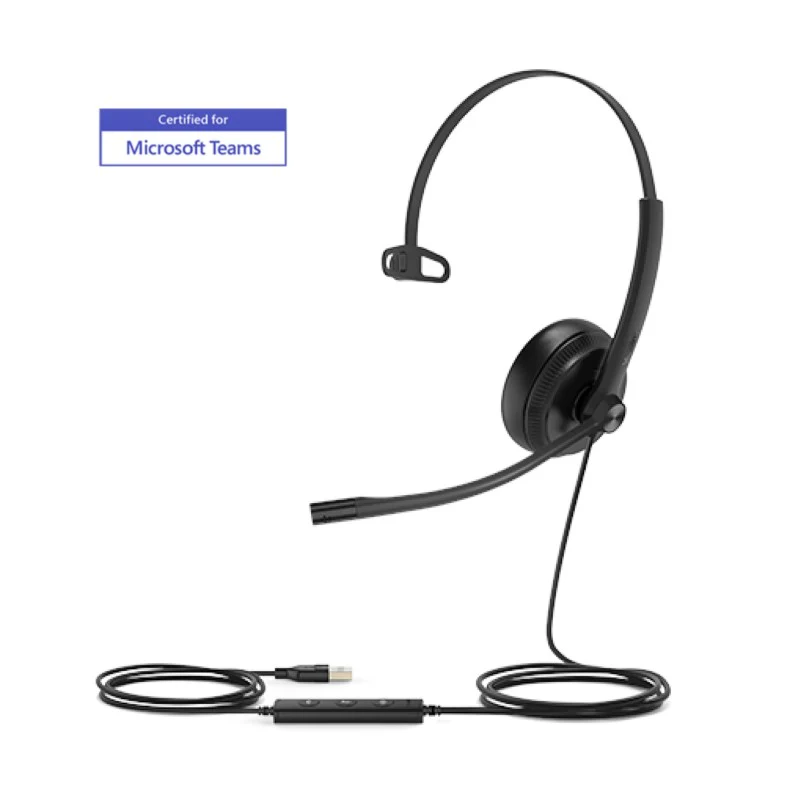 Yealink UH34-M-MS | UH34 Series Wired Mono Headset, Noise Cancelling Mic, USB-A
