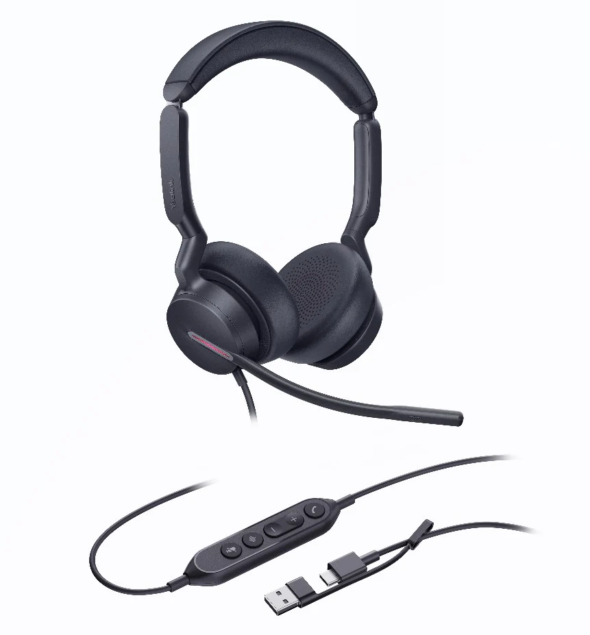 Yealink UH46-D-UC-C/A | UH46-D-UC-C, UH46 Dual UC USB-C/A Headset, 3-Noise-Canceling Microphones, 35mm Speaker