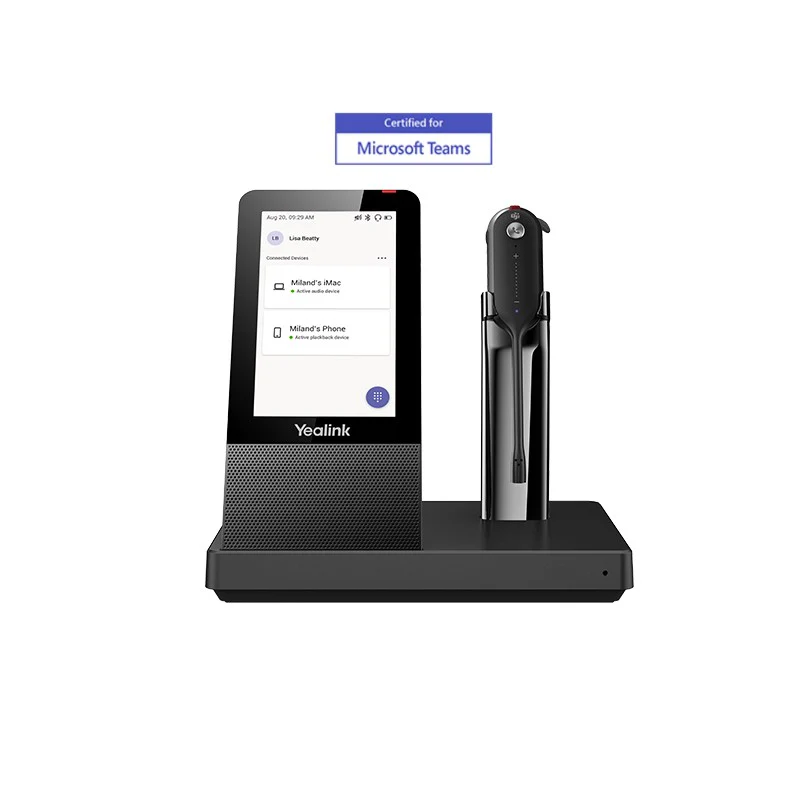 Yealink WH67-MS | WH67 Series Convertible Headset, 4" Touch Screen Base, Speakerphone